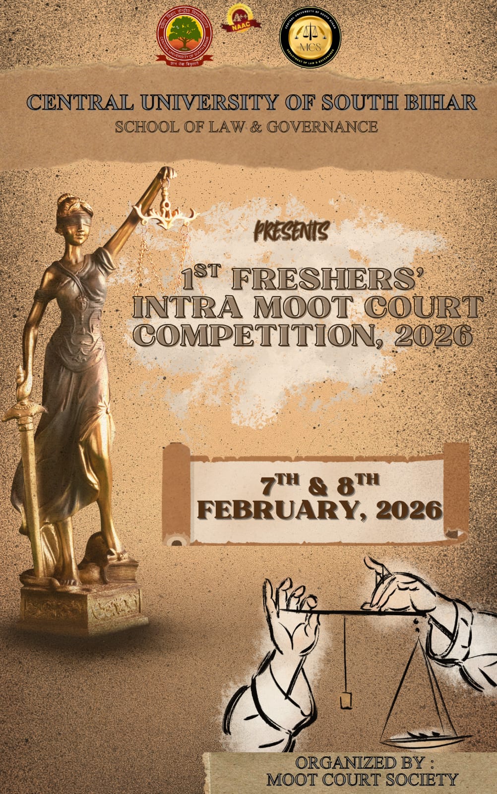Invitation to Grace the 1st Freshers' Intra Moot Court Competition, 2026 (7-8 Feb, 2026)